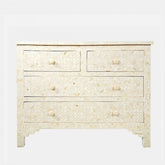 Maaya Bone Inlay Chest of Drawer sideboard White Floral